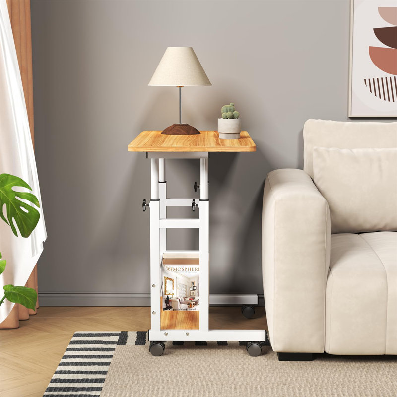 Metal Base Computer Desk, Tan/White