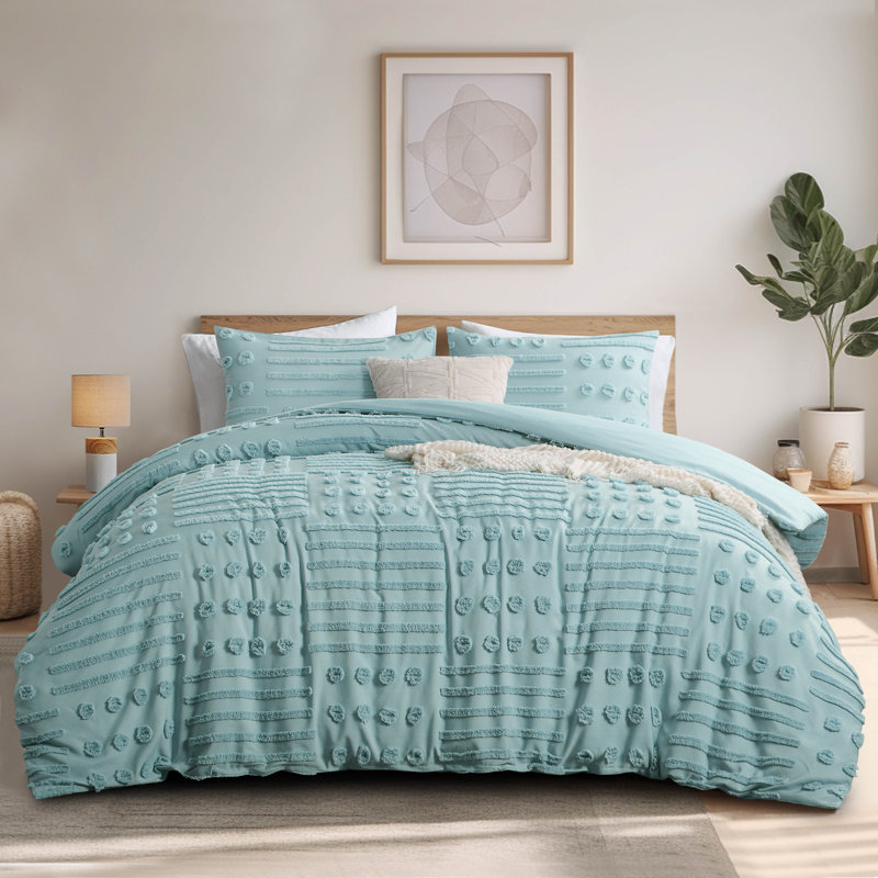 Ensemble d'édredon en microfibre / polyester, Édredon pour lit simple + 1 taie décorative stan, Bleu clair