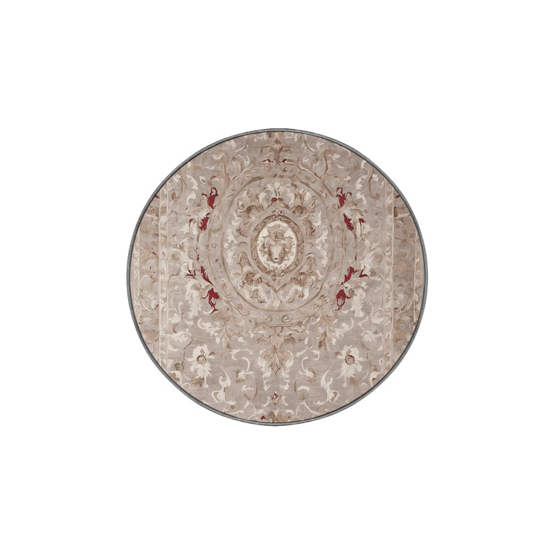 Tapis gris soyeux et moelleux, Rond 3 pi