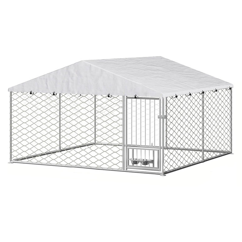 Niche pour chien à l'extérieur de 10 x 10 pi avec bols rotatifs