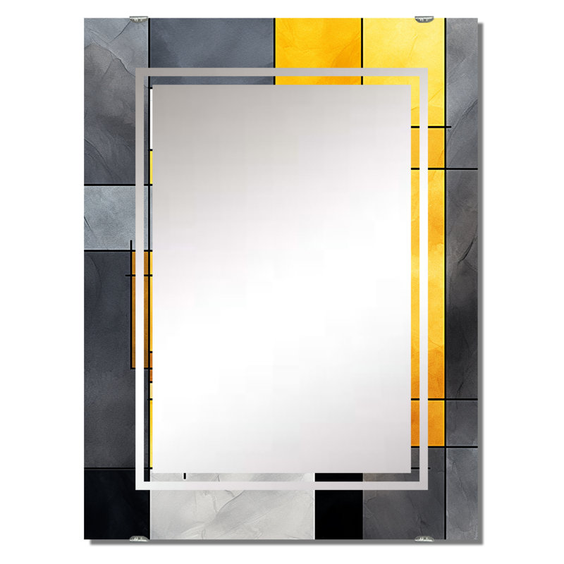 Miroir mural jaune et gris Fusion géométrique, abstrait géométrique moderne - jaune et gris Fusion géométrique III