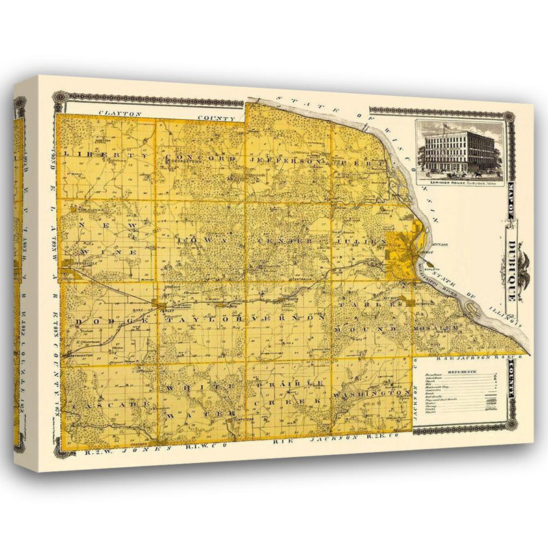 Art sur toile tendue Lark Manor ™ Andreas, titré: Dubuque Iowa Landowner, Andreas 1874, H 36 po x l 44 po