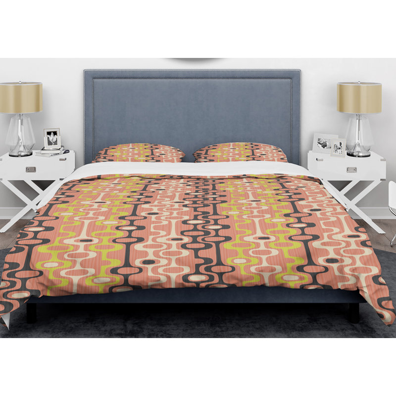 Ensemble de housse de couette de style mid-century rétro abstract xiii, Housse simple + 1 taie décorative