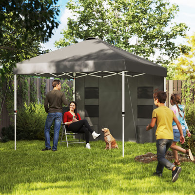 10' X 10' Pop Up Canopy Tent W/ Sidewall, UPF50+ Height Adjustable Instant Sun Shelter W/ Storage Pockets, Dark Gray