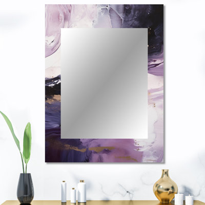 Electric Marble Ink Art II - miroir mural décoratif en marbre, miroir mauve, impression d'art en métal