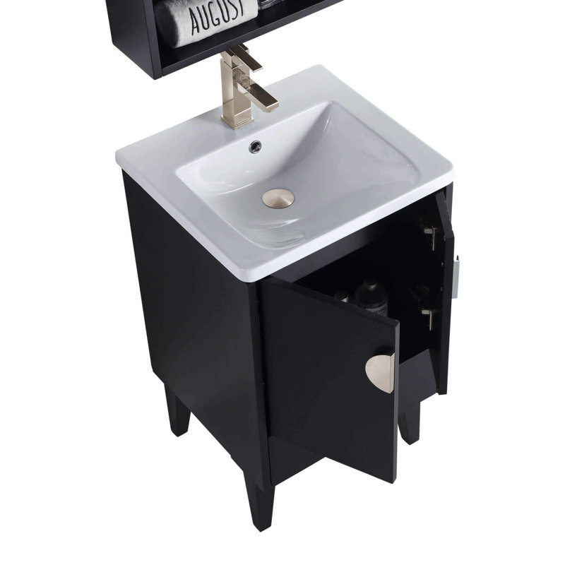 Ensemble de meuble-lavabo simple 20 po Saimah, Noir, Nickel satiné