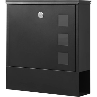 Locking Mailbox Wall Mount, Locked Mail Boxes, Mailbox With Key Lock For Outside, Large Capacity Drop Box For Newspapers, 13 X 3.4 X 11.8 Inch, Black