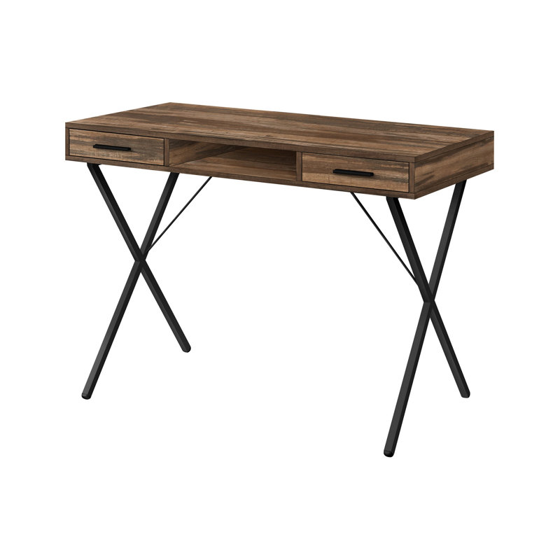 Computer Desk, Home Office, Laptop, Left, Right Set-up, Storage Drawers, 42"L, Work, Metal, Brown