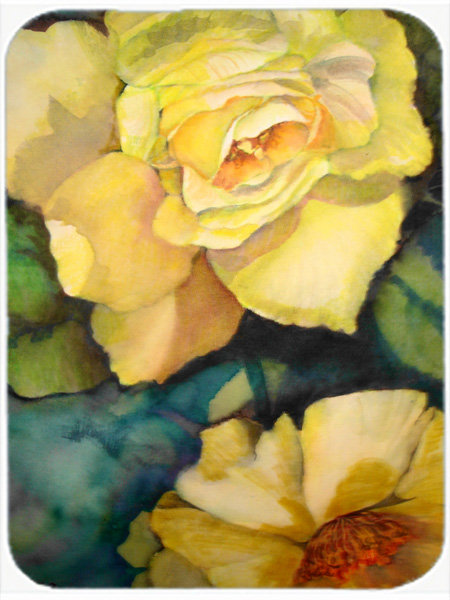 Caroline's Treasures Roses Glass Cutting Board