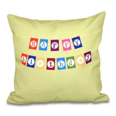 Happy Birthday Print Square Pillow Cover and Insert