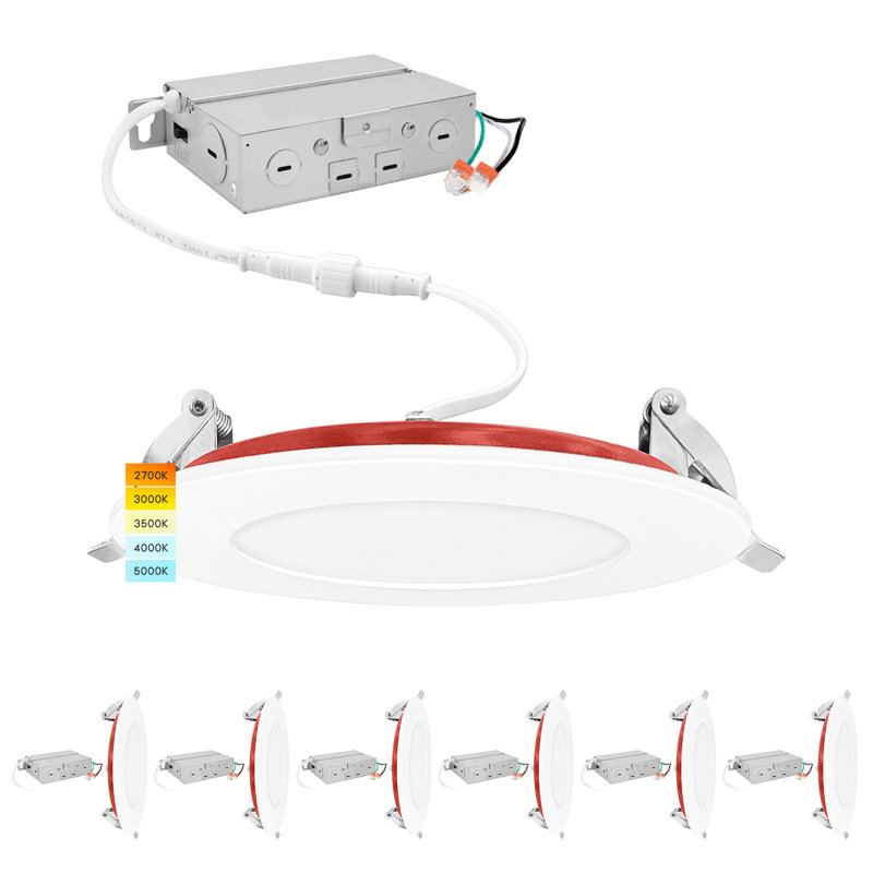 5'' Selectable Color Temperature 12 Watt Dimmable Air-Tight IC Rated LED Canless Recessed Lighting Kit