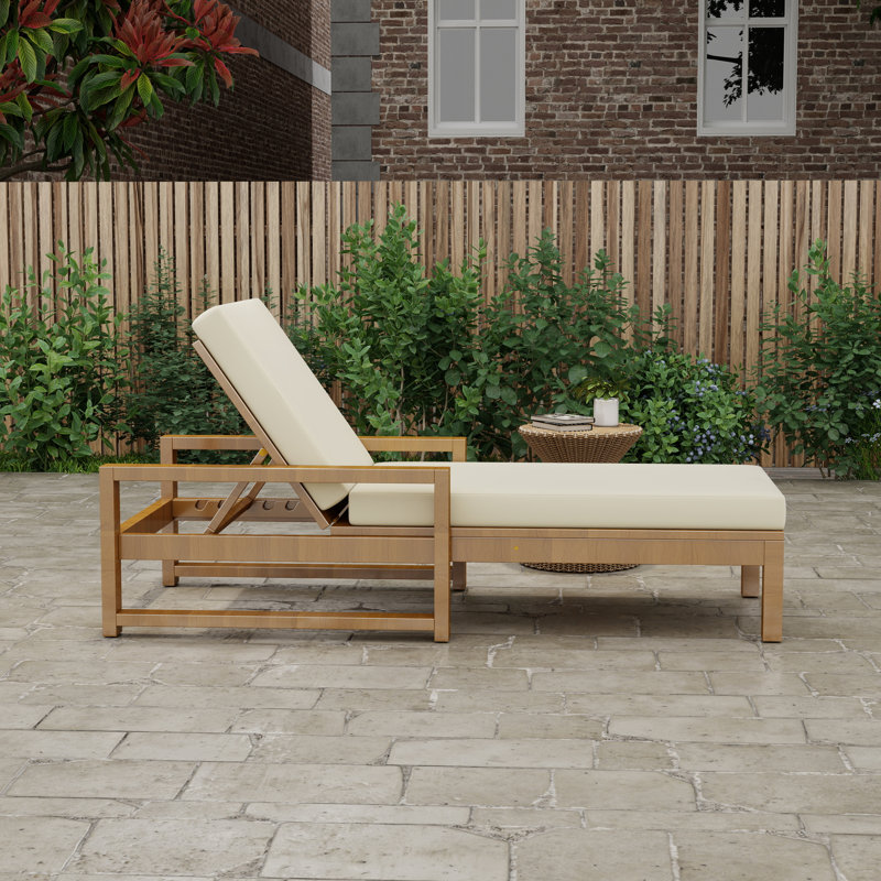 Chaise longue d'extérieur en acacia, Teck clair