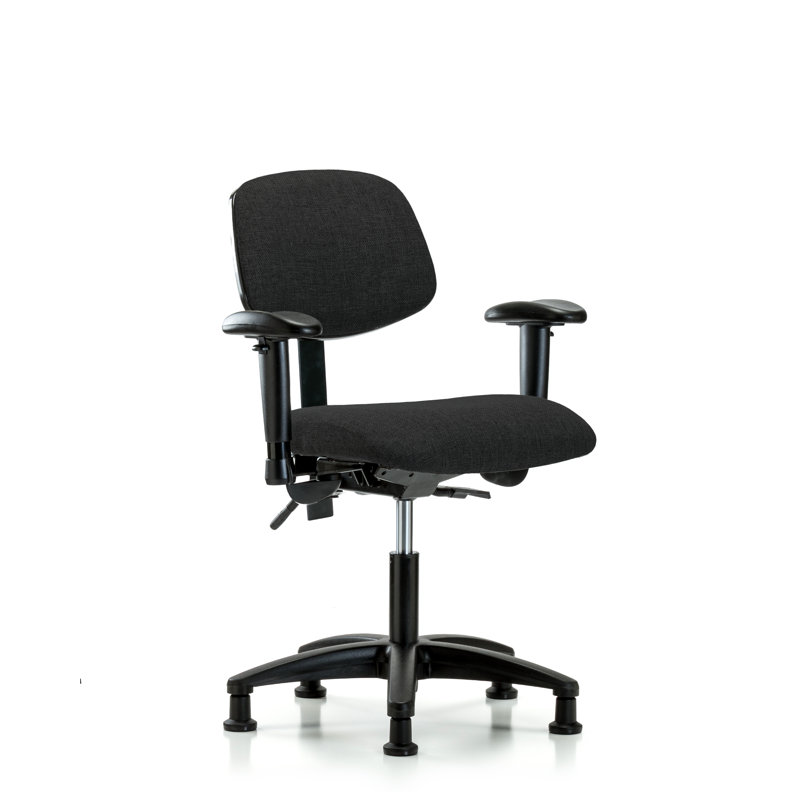 Chaise de tâches ergonomique Maegan, Noir, Roulettes, Inclus