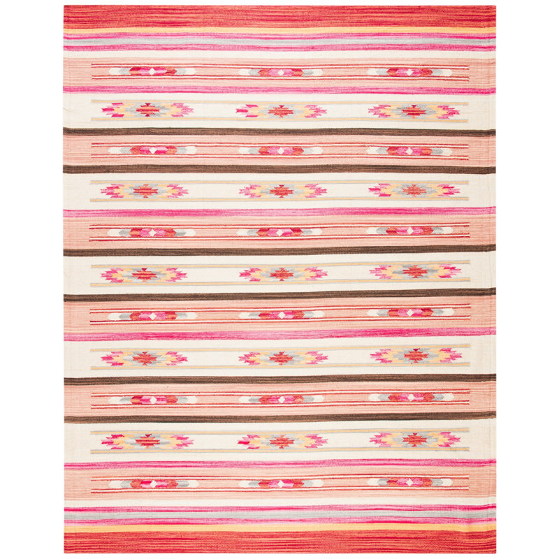 Conkling Flatweave Jute/Cotton Southwestern Rug in Red, Rectangle 8' x 10'