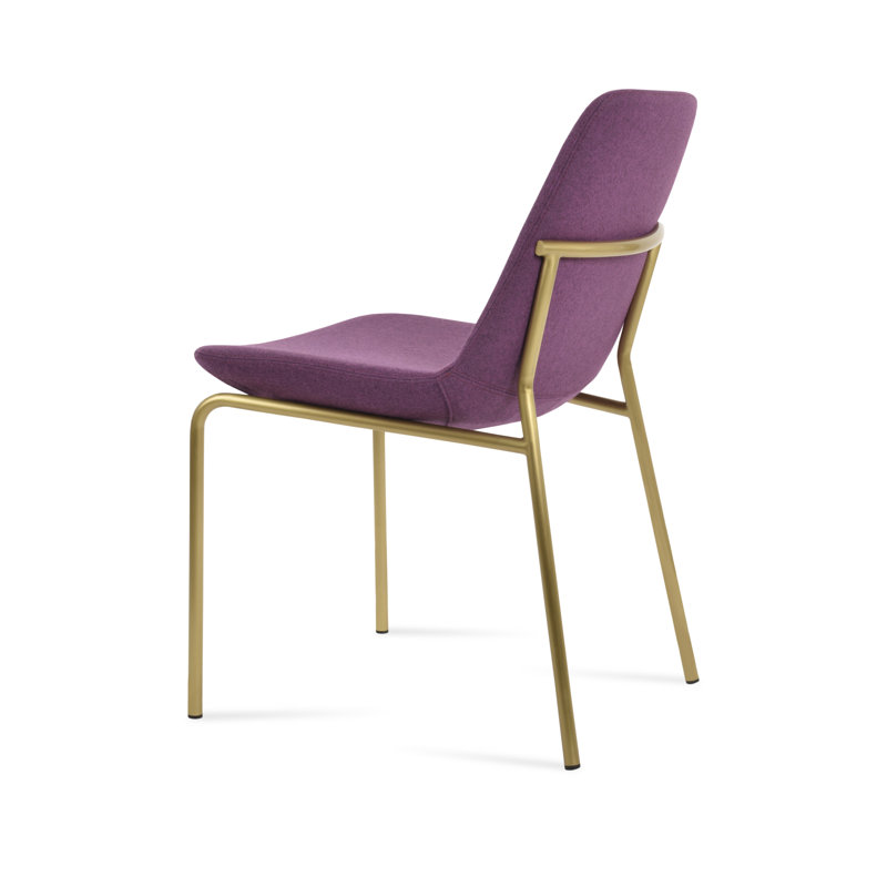 Chaise de salle à manger Eiffel Harris, Laiton, Laine marron foncé