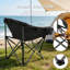 Chaise de camping pliante d'extérieur avec porte-gobelet, 1 pièce, noir-348912236