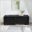 Repose-pieds avec rangement capitonné en similicuir 48 po - noir-129894687-129894690
