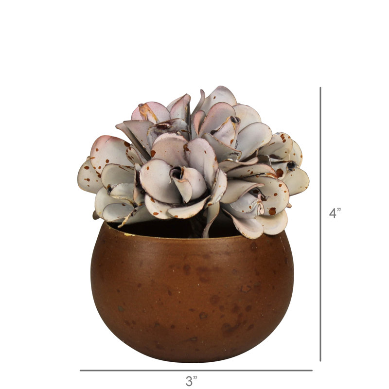 Pot With Pink Flower, Aluminum