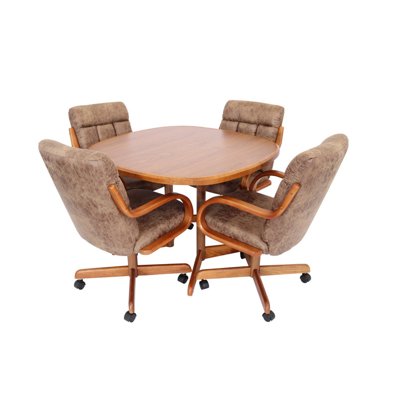 Ensemble repas 5 pièces Akilah, Microsuède cuir brut