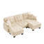 Canapé en chenille avec repose-pieds mobile et coussins capitonnés-120734149-120734152