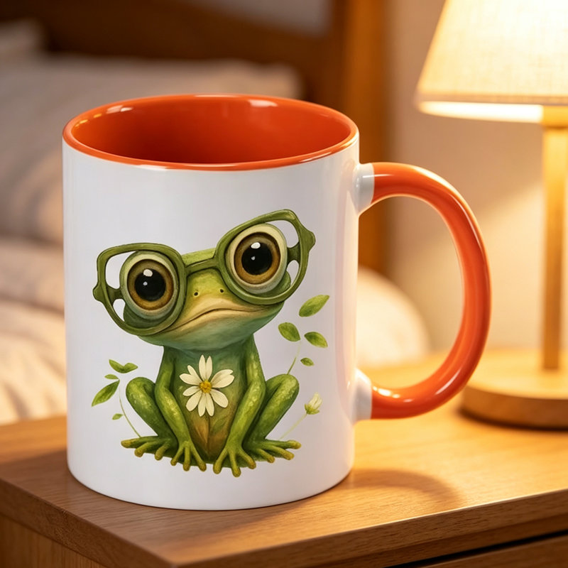 1pc Ceramic Mug with Glasses & Flower Print Coffee Cup - Cute Novelty Tea/Cocoa Cup, Hand Wash Only, Multi-Color Options Suitable for Tea.