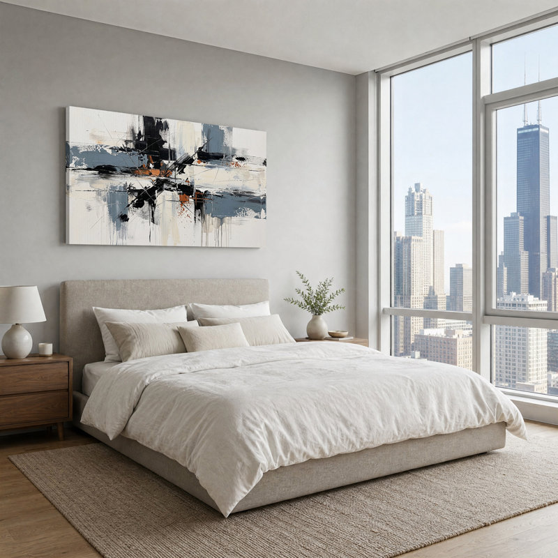 Art mural sur toile noir et blanc, 40“W x 20”H