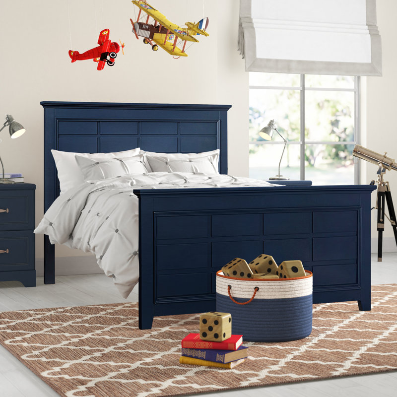  Lit plateforme pour enfants Matthes, Double, Bleu Williamsburg