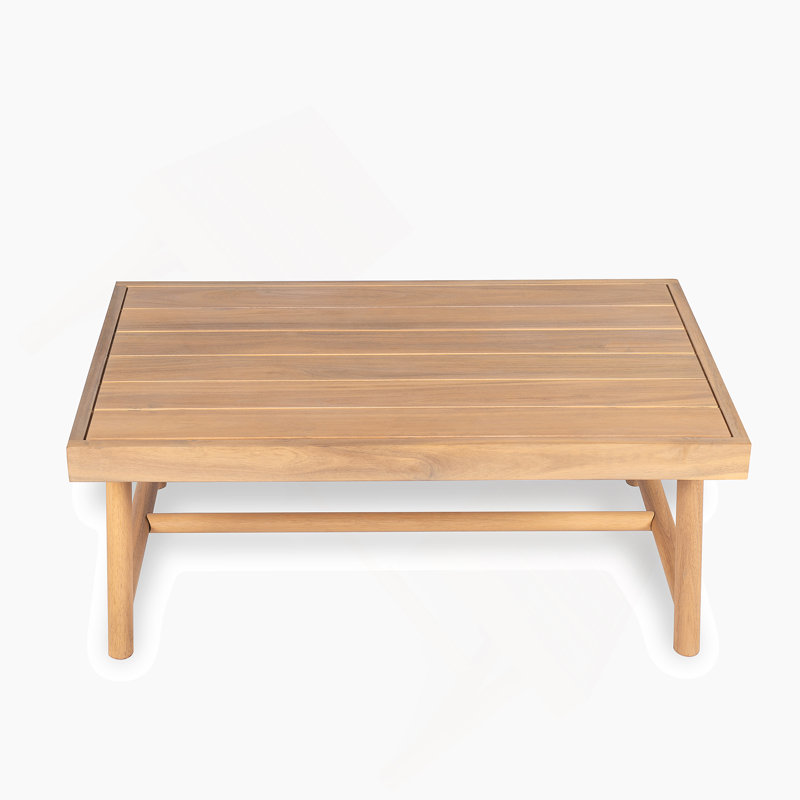 Table basse de patio rectangulaire en bois d'acacia, teck