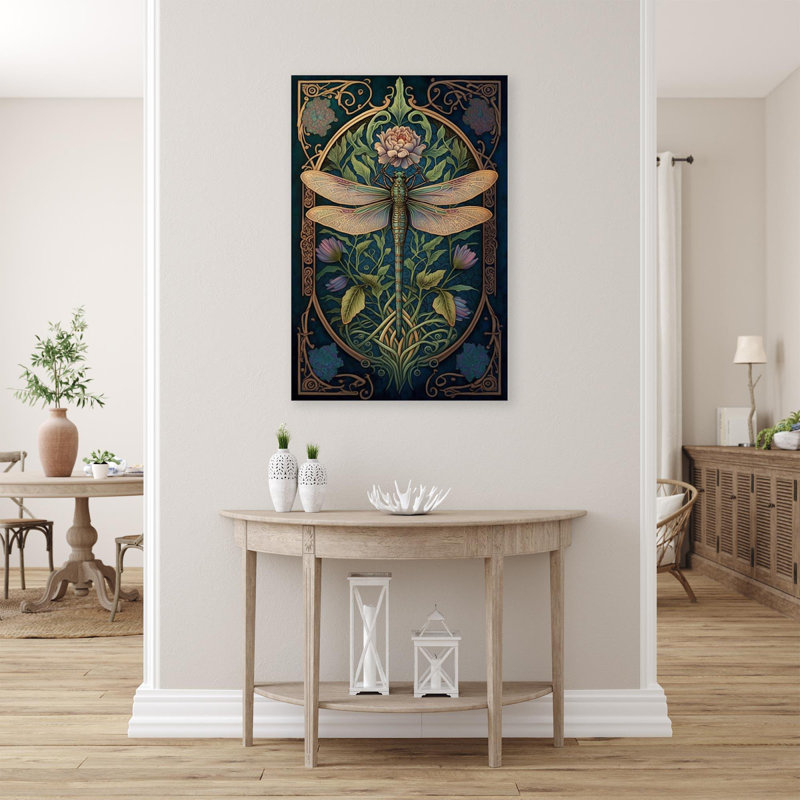 " Roses And Dragonfly ", 14" H x 11" L x 1.25" W