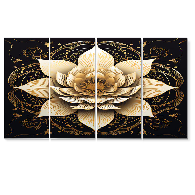 Teagin - lotus 4 pièces d'art mural, H 28 po x l 48 po