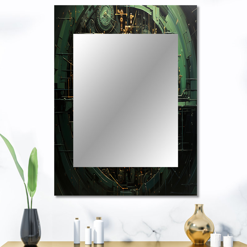 Gold and green bitcoin Crypto Currency - Bitcoin Large Mirror, Glam Decorative Wall Mirror, Printed Metal Art, 40" x 30"