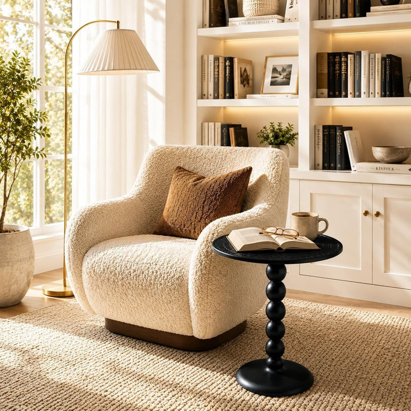 Table d'appoint ronde Sunburst, table d'appoint en métal doré
