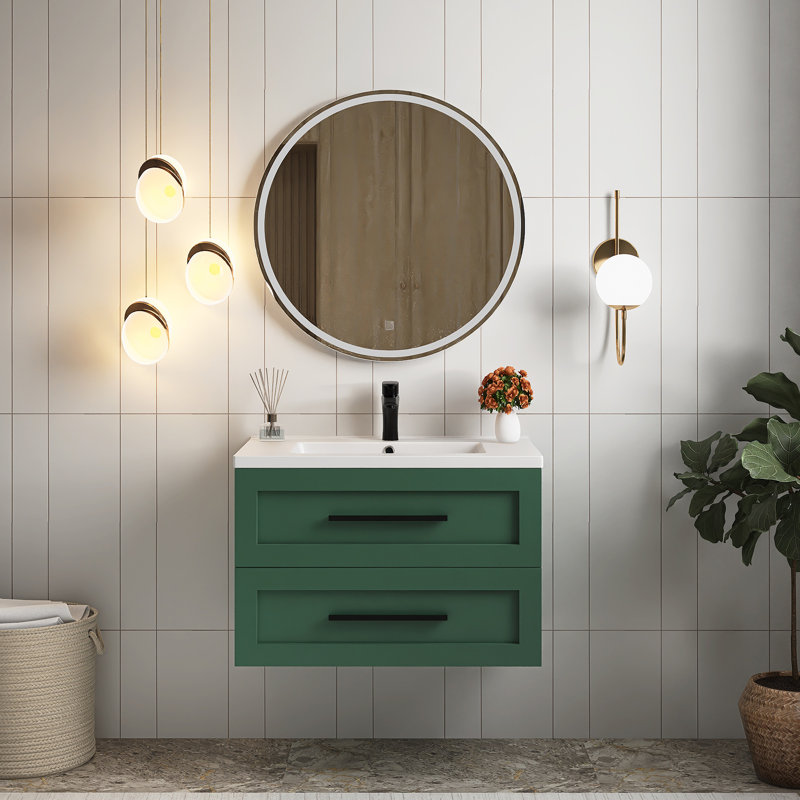 30" Wall-Mounted Floating Bathroom Vanity With Sink