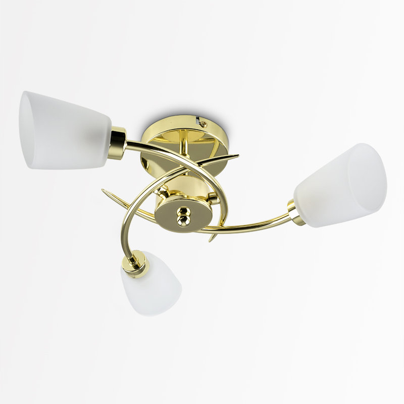 Saniya Glass Semi Flush Mount, No, Brass
