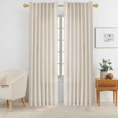 Pinch Pleat Linen Curtains 2 Panels Set
