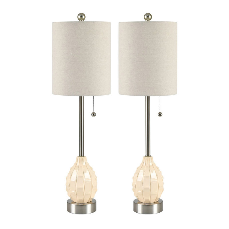 31" Ceramic Table Lamp With Cream Shade