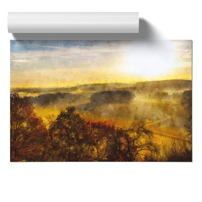 Sunrise over the Meadow Painting - Frameless Print, 42cm H x 59cm W x 0.1cm D