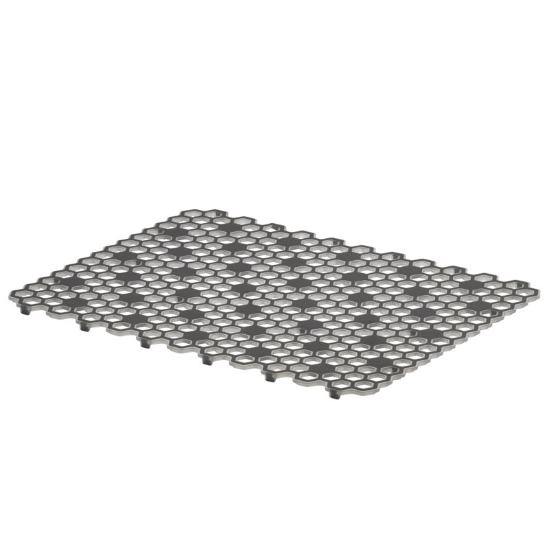 Plateau de drainage en plastique anti-dérapant HEXA, gris, H 0,5 po x l 16 po x P 11,75 po