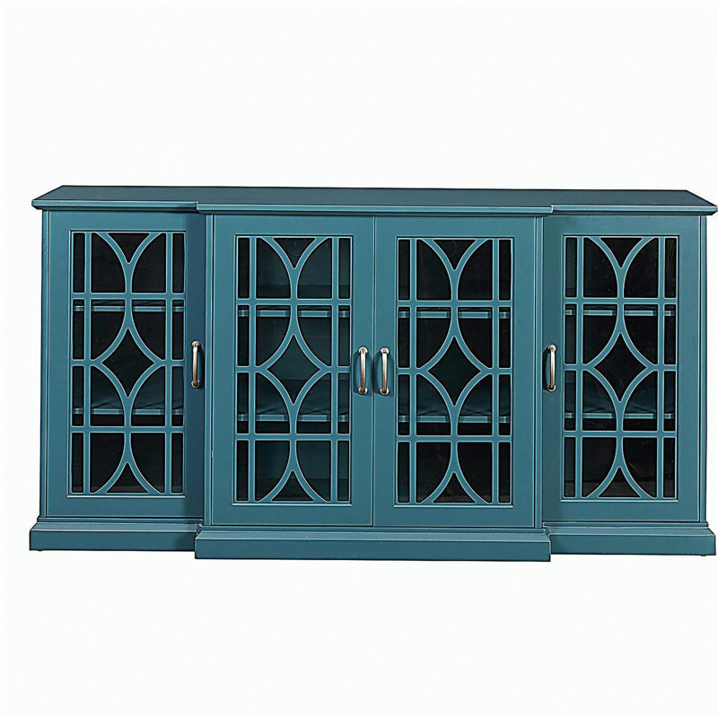 Meuble télé 63 po, buffet, armoire de rangement, bleu sarcelle