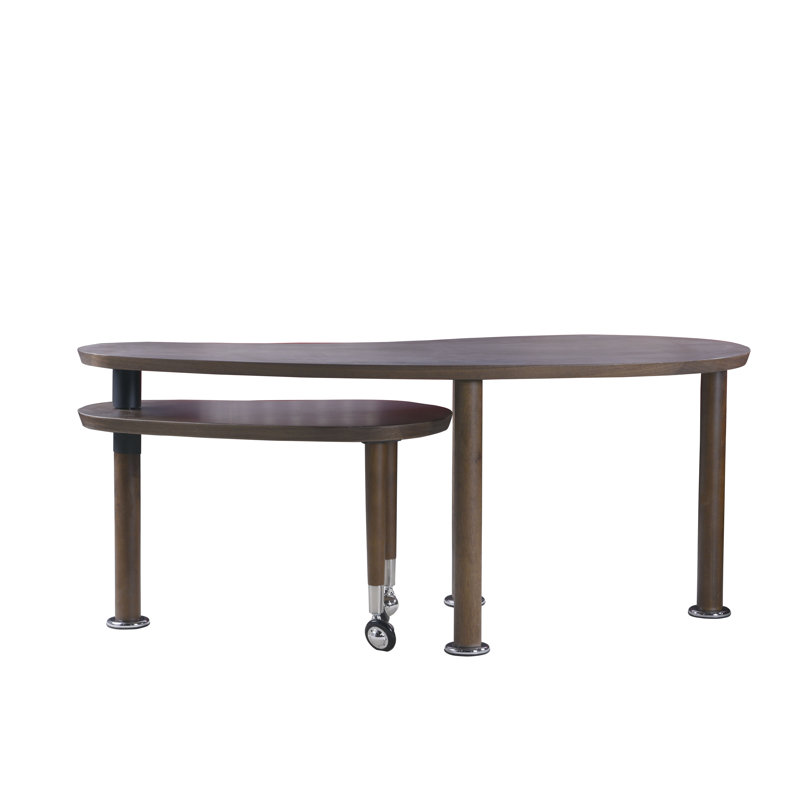 Modern Rotatable Nesting Coffee Table With Oak Veneer Top