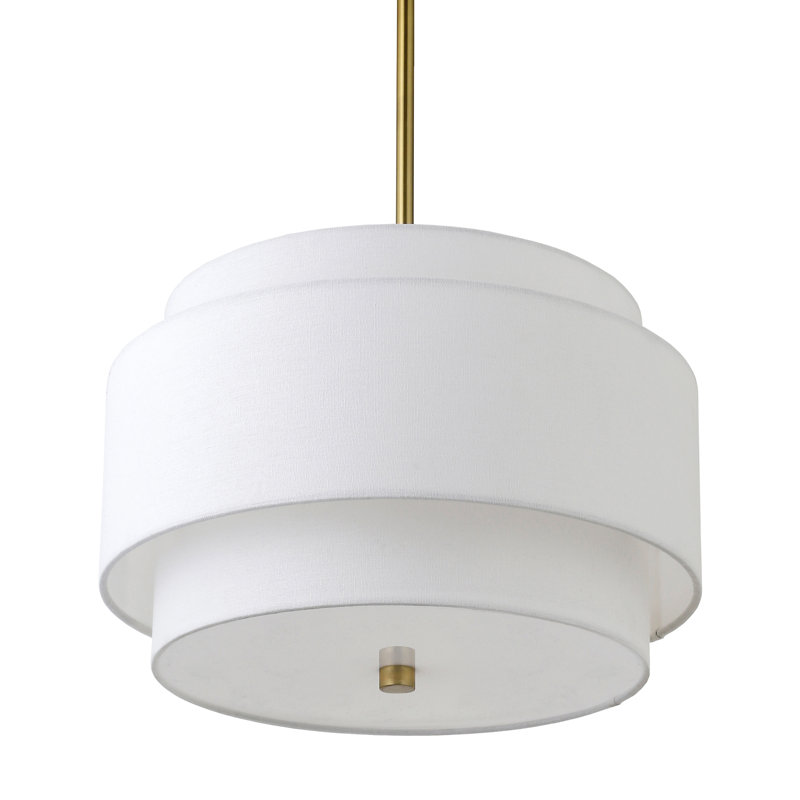 Solomon 2 - Light Drum Pendant, Brass, White
