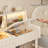 Solid Wood Luxury Cream Flip-top Vanity with Hidden Storage-425655319