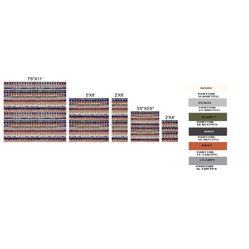 Tapis rouge / gris clair Silkeborg, Rectangle 5 pi x 8 pi