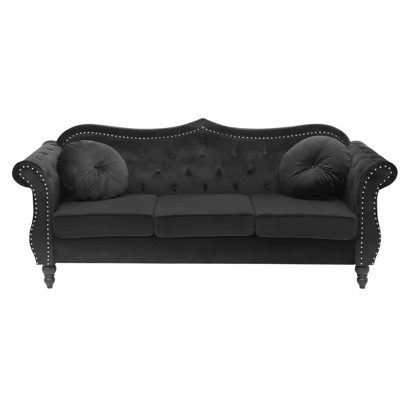 3 Seater Velvet Sofa, Black