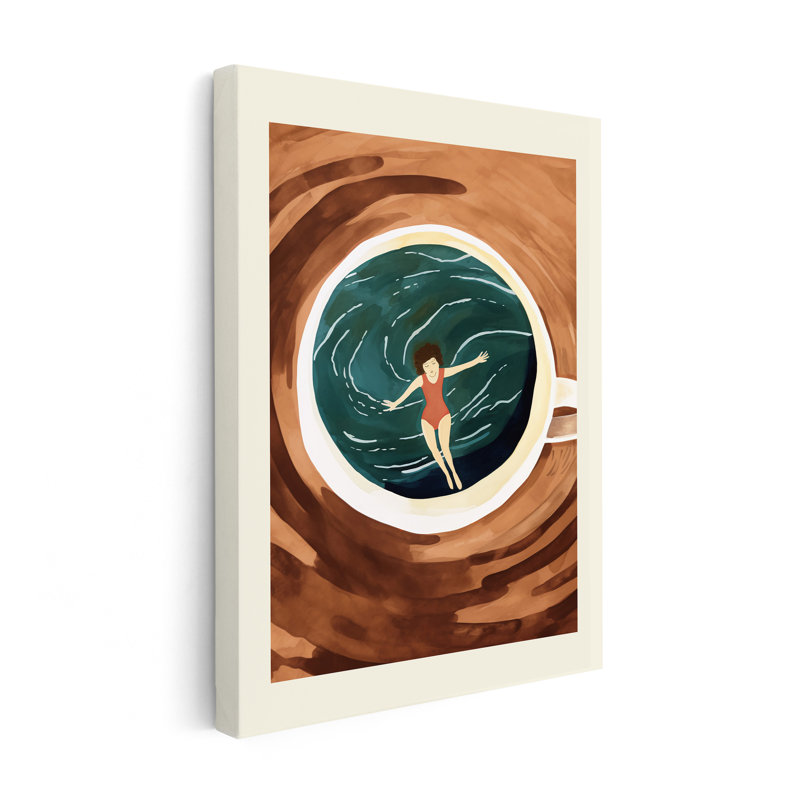 Dame nageant dans une tasse de café, Unframed, Canvas, 24"H x 32"W