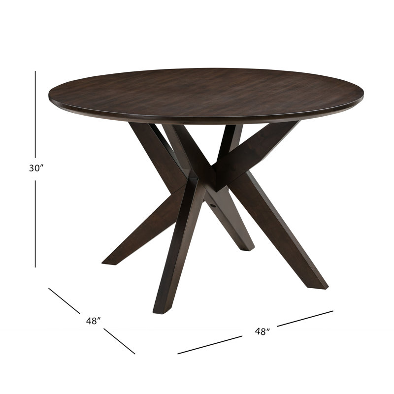 Anniqua Round Solid Wood Dining Table, Espresso