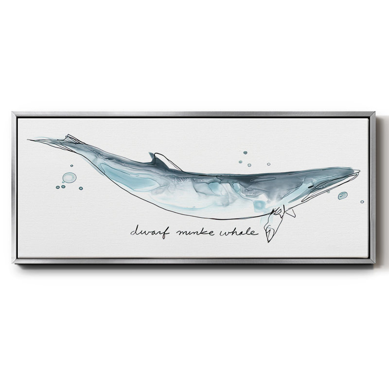 Whale I- Framed Canvas, 12" H x 30" W