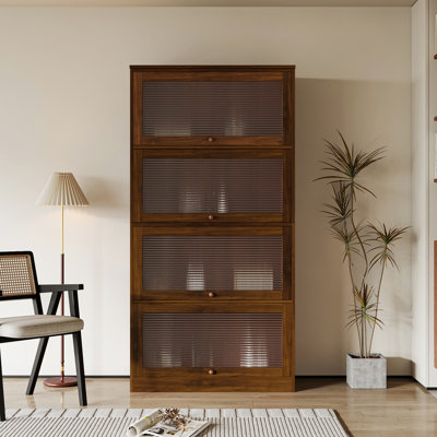 Armoire à livres contemporaine avec porte vitrée et bibliothèque H 63 ": Space Doors