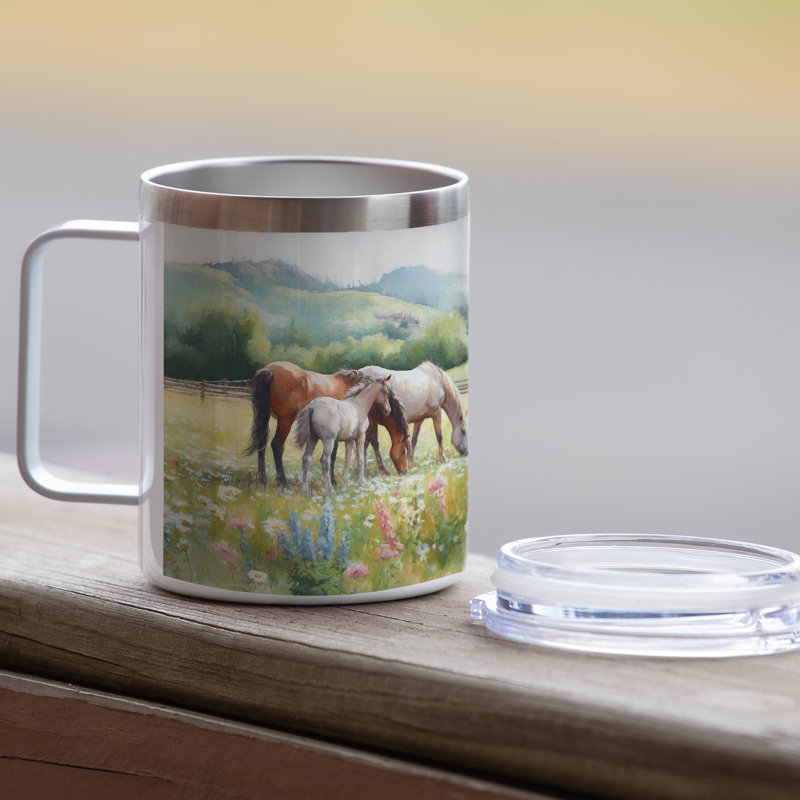 Tasse en acier inoxydable avec couvercle 12 oz.
