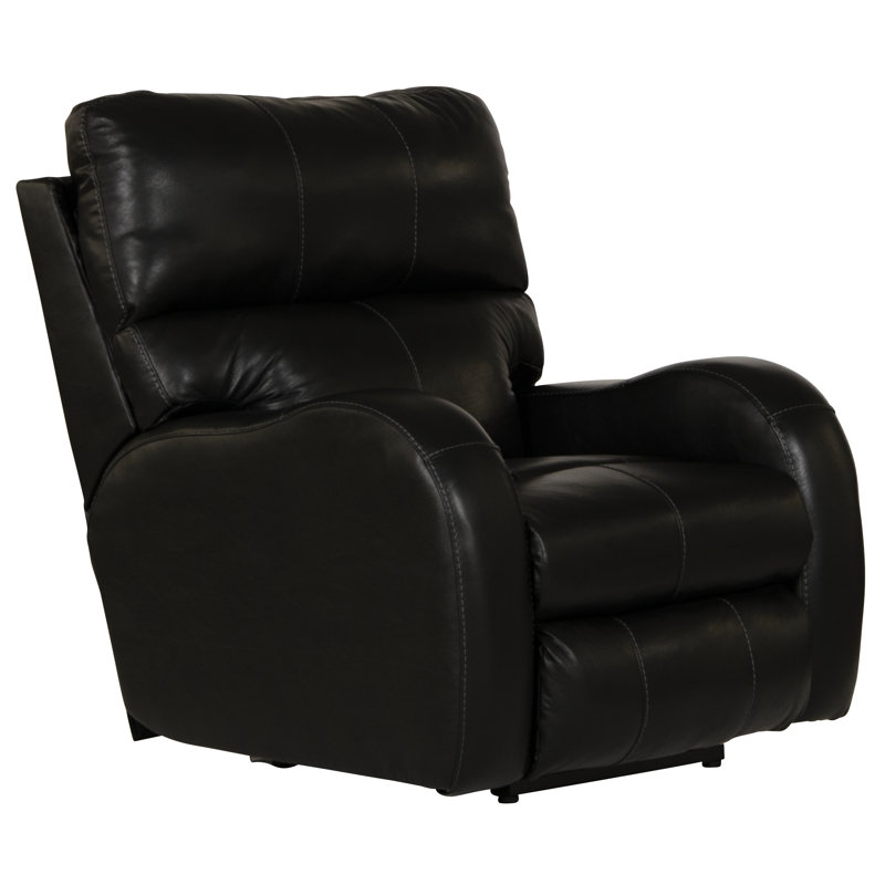 Fauteuil inclinable électrique en cuir italien Friese avec appui-tête réglable, Cuir noir